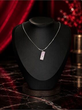 Dior Pink & Silver Trotter Pendant Necklace | Dior Logo Charm Necklace | Vintage